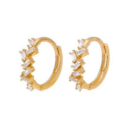Boucles d'oreilles créoles en or 9 carats serties de zircones cubiques de 12 mm