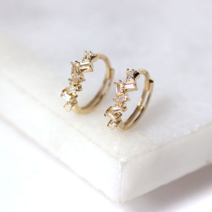 Boucles d'oreilles créoles en or 9 carats serties de zircones cubiques de 12 mm