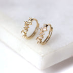 Boucles d'oreilles créoles en or 9 carats serties de zircones cubiques de 12 mm