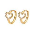 Boucles d'oreilles créoles en or 9 carats incrustées de zircones cubiques, 14 mm