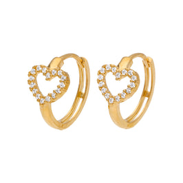 Boucles d'oreilles créoles en or 9 carats incrustées de zircones cubiques, 14 mm