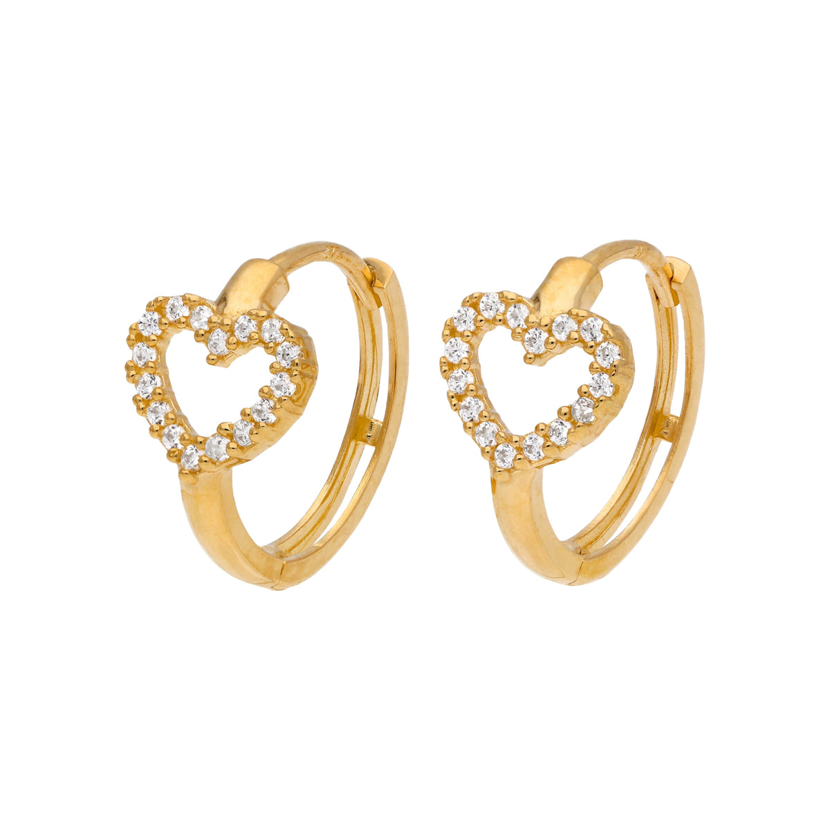 Boucles d'oreilles créoles en or 9 carats incrustées de zircones cubiques, 14 mm