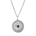 Collier médaillon étoile en argent sterling avec saphir et zircone cubique, 35,6 à 81,3 cm
