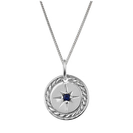 Collier médaillon étoile en argent sterling avec saphir et zircone cubique, 35,6 à 81,3 cm