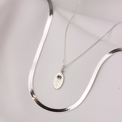 Collier chaîne à chevrons plats en argent sterling de 45 à 50 cm