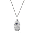 Collier médaillon ovale en argent sterling avec saphir et zircone cubique, 35,6 à 81,3 cm