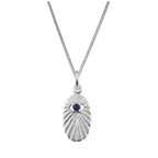 Collier médaillon ovale en argent sterling avec saphir et zircone cubique, 35,6 à 81,3 cm