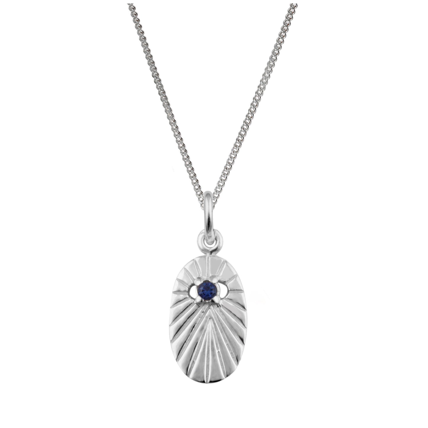 Collier médaillon ovale en argent sterling avec saphir et zircone cubique, 35,6 à 81,3 cm