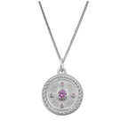 Collier médaillon en argent sterling avec améthyste et zircone cubique, 35 à 81 cm