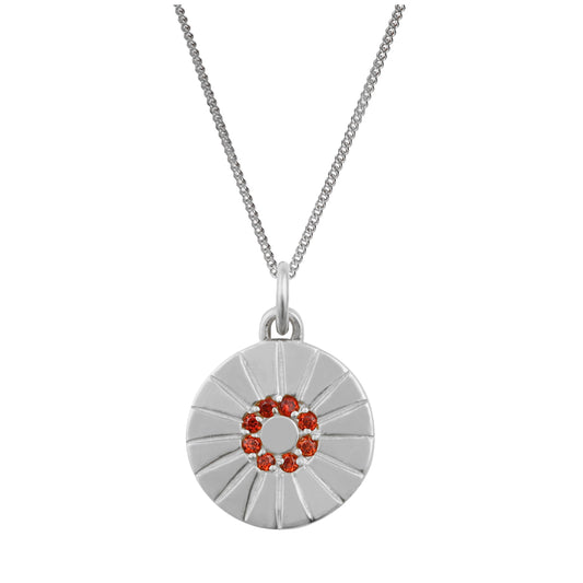 Collier médaillon soleil en argent sterling avec grenat et zircone cubique, 35,6 à 81,3 cm