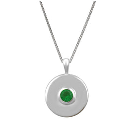 Collier médaillon en argent sterling avec émeraude et zircone cubique, 35,6 à 81,3 cm