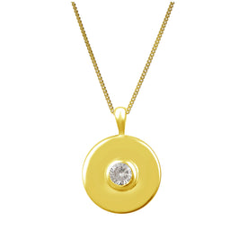 Collier médaillon en argent sterling plaqué or et zircone cubique, 36,5 cm