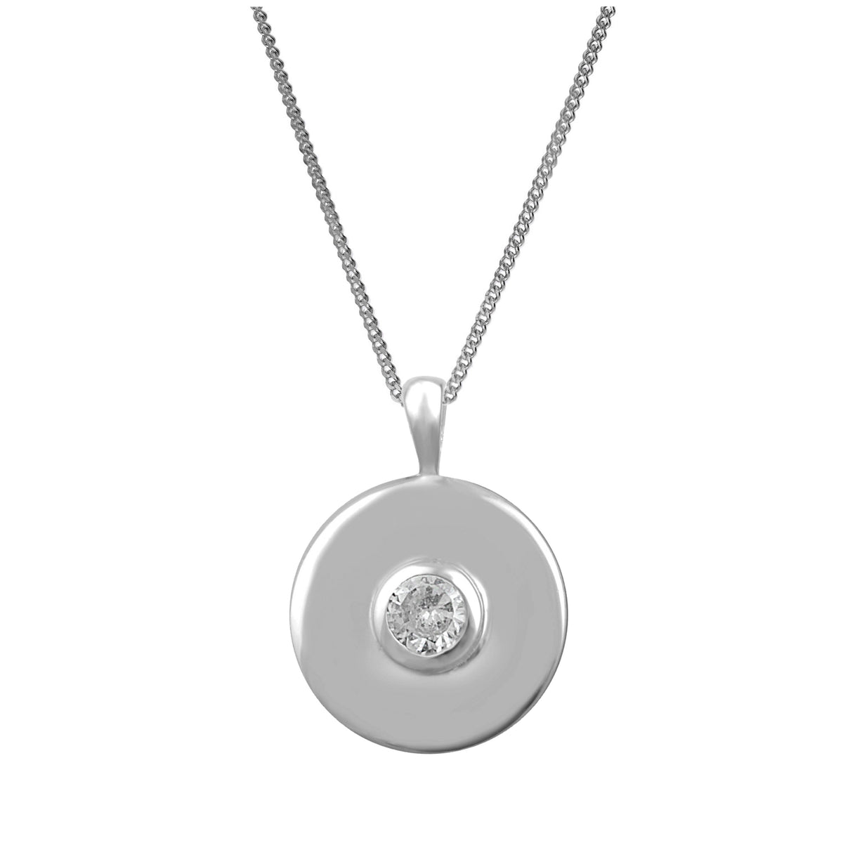 Collier médaillon en argent sterling avec zircones cubiques de 35 à 81 cm