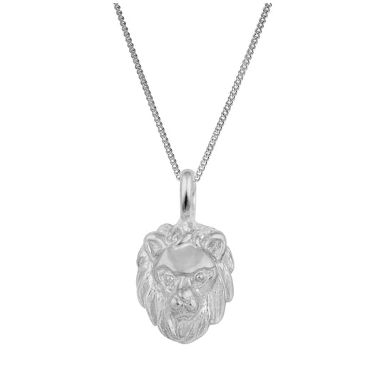 Collier tête de lion 3D en argent sterling, petit, 35,6 à 81,3 cm