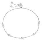 Bracelet réglable en argent sterling avec pierre de naissance d'avril et zircone cubique