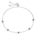 Bracelet en argent sterling avec plusieurs émeraude et zircones cubiques, pierre de naissance du mois de mai