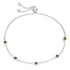 Bracelet en argent sterling avec plusieurs émeraude et zircones cubiques, pierre de naissance du mois de mai