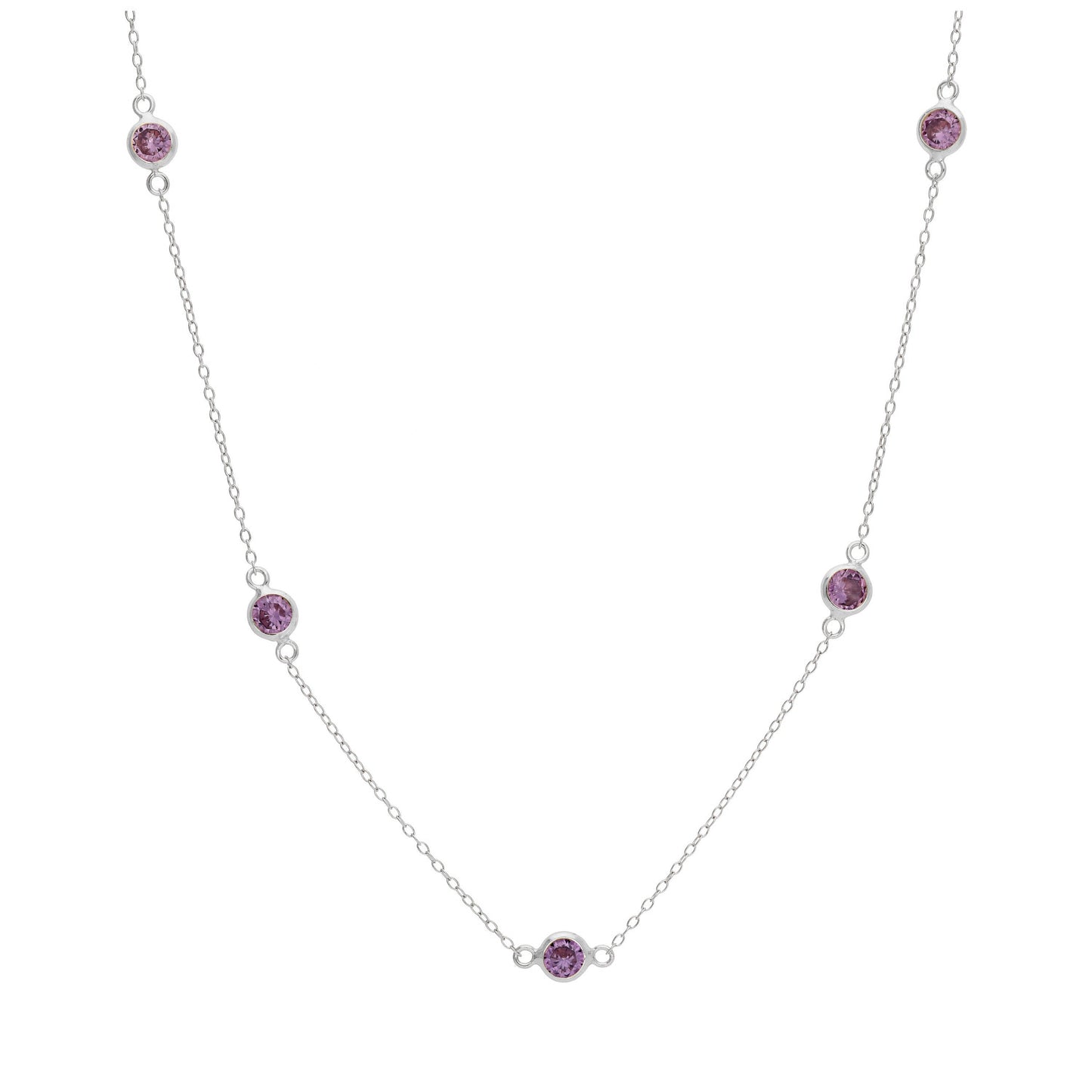 Collier en argent sterling avec améthyste et zircone cubique, pierre de naissance de février