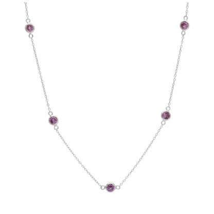 Collier en argent sterling avec améthyste et zircone cubique, pierre de naissance de février