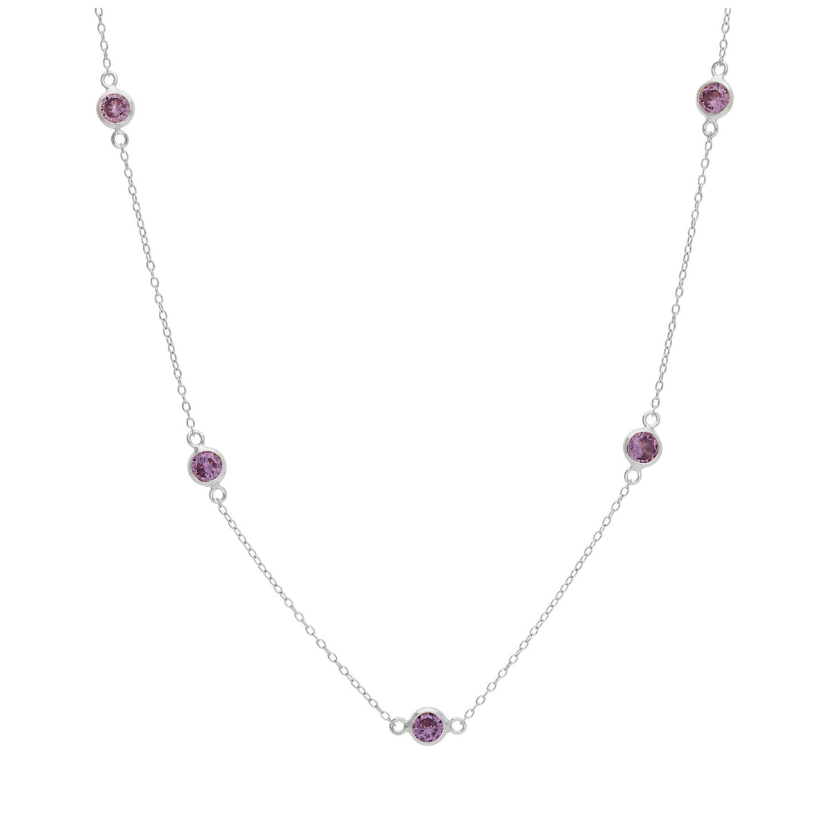 Collier en argent sterling avec améthyste et zircone cubique, pierre de naissance de février