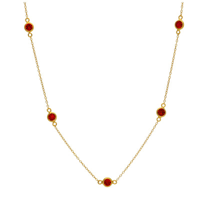 Collier en argent sterling plaqué or avec pierre de naissance en grenat et zircone cubique