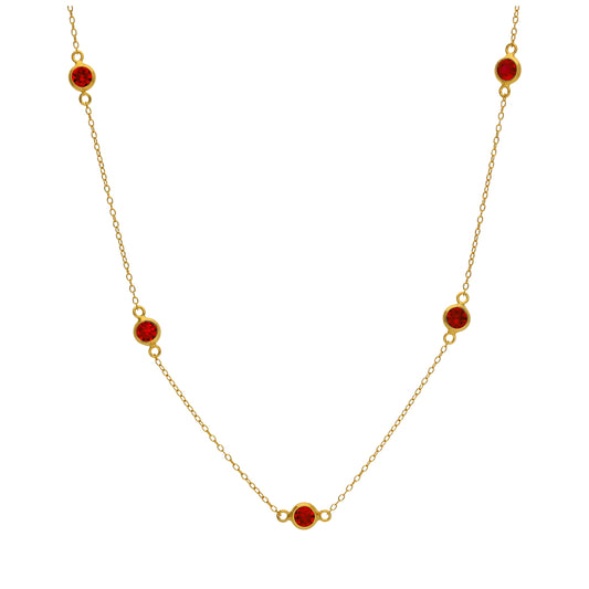 Collier en argent sterling plaqué or avec pierre de naissance en grenat et zircone cubique
