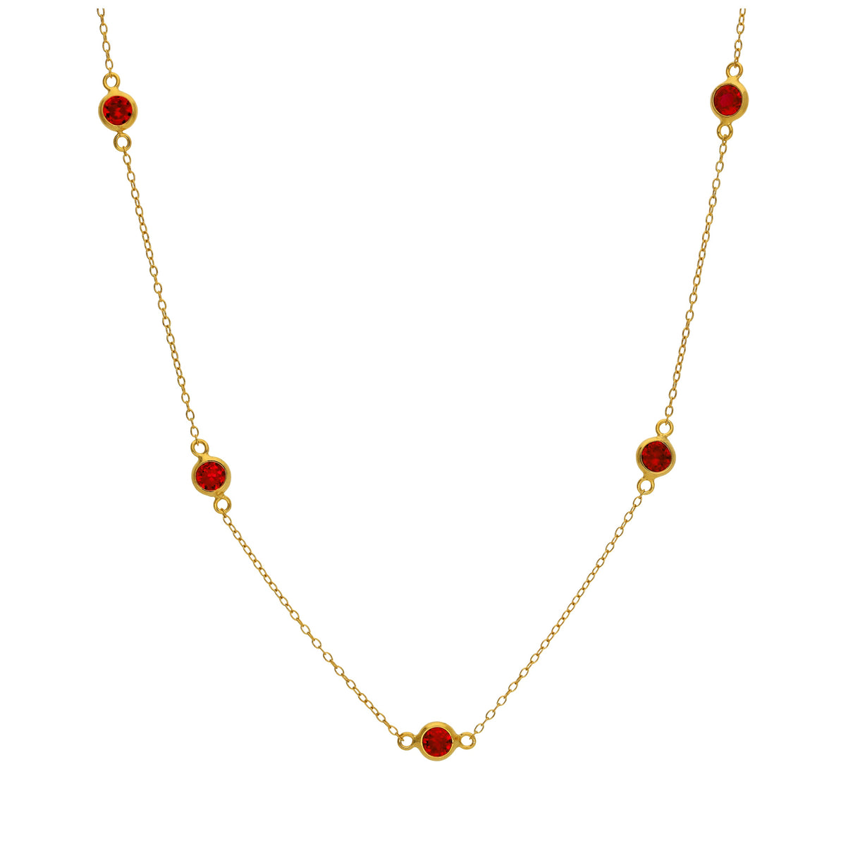 Collier en argent sterling plaqué or avec pierre de naissance en grenat et zircone cubique