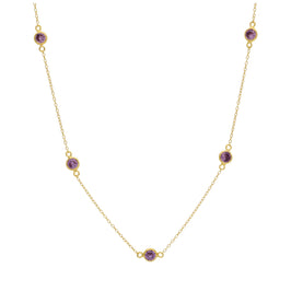 Collier en argent sterling plaqué or avec pierre de naissance en améthyste et zircone cubique