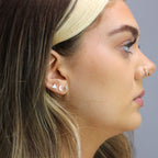 Lot de 3 boucles d'oreilles à tige mixtes en argent sterling avec triangles et boules de lune