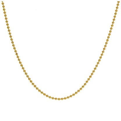 Chaîne à billes en argent sterling plaqué or de 1 mm, 40 cm