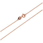Chaîne à billes en argent sterling plaqué or rose de 1 mm, 45 cm