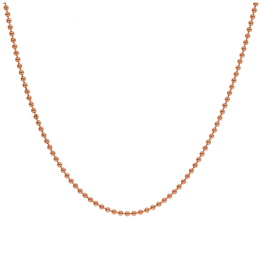 Chaîne à billes en argent sterling plaqué or rose de 1 mm, 50 cm