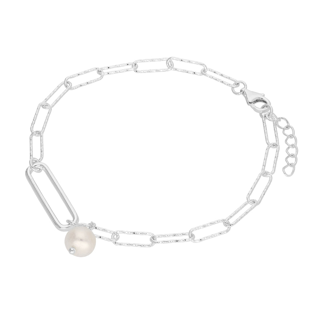 Bracelet à maillons longs en argent sterling et perles d'eau douce