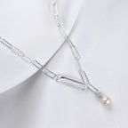 Collier à maillons en argent sterling avec perles d'eau douce de 40 cm