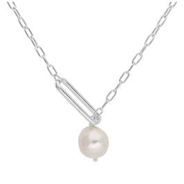 Collier chaîne à maillons en argent sterling avec perles d'eau douce naturelles