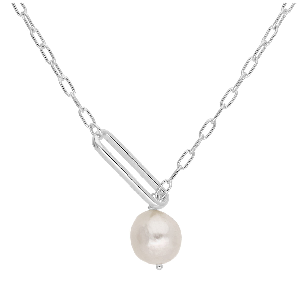 Collier chaîne à maillons en argent sterling avec perles d'eau douce naturelles