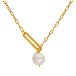 Collier en argent sterling plaqué or avec perles d'eau douce