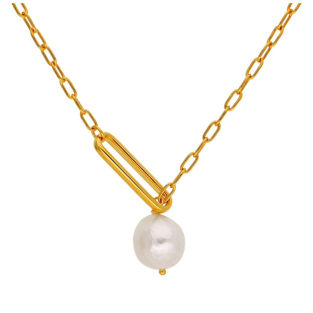 Collier en argent sterling plaqué or avec perles d'eau douce