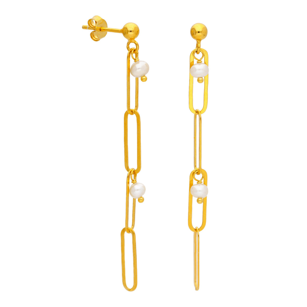 Boucles d'oreilles à tige en argent sterling plaqué or avec perles