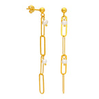 Boucles d'oreilles à tige en argent sterling plaqué or avec perles