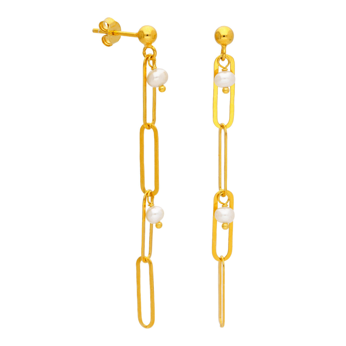 Boucles d'oreilles à tige en argent sterling plaqué or avec perles