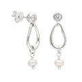 Boucles d'oreilles pendantes en argent sterling avec perles d'eau douce et zircones cubiques