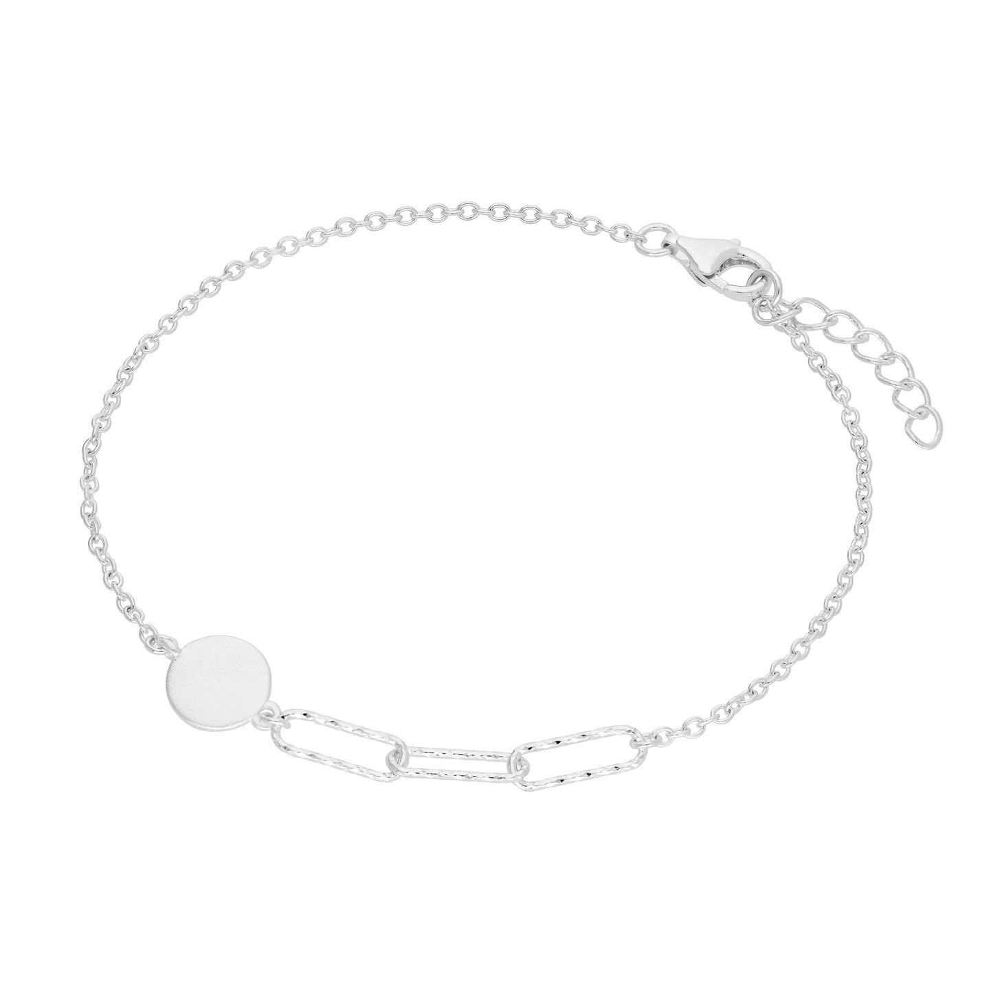 Bracelet à maillons longs en argent sterling brossé et gravable