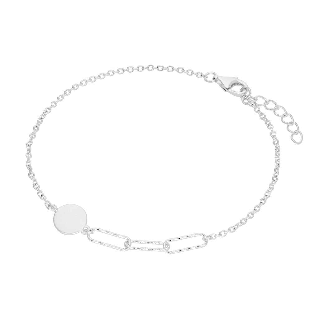 Bracelet à maillons longs en argent sterling brossé et gravable