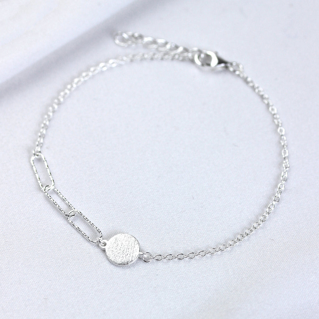 Bracelet à maillons longs en argent sterling brossé et gravable