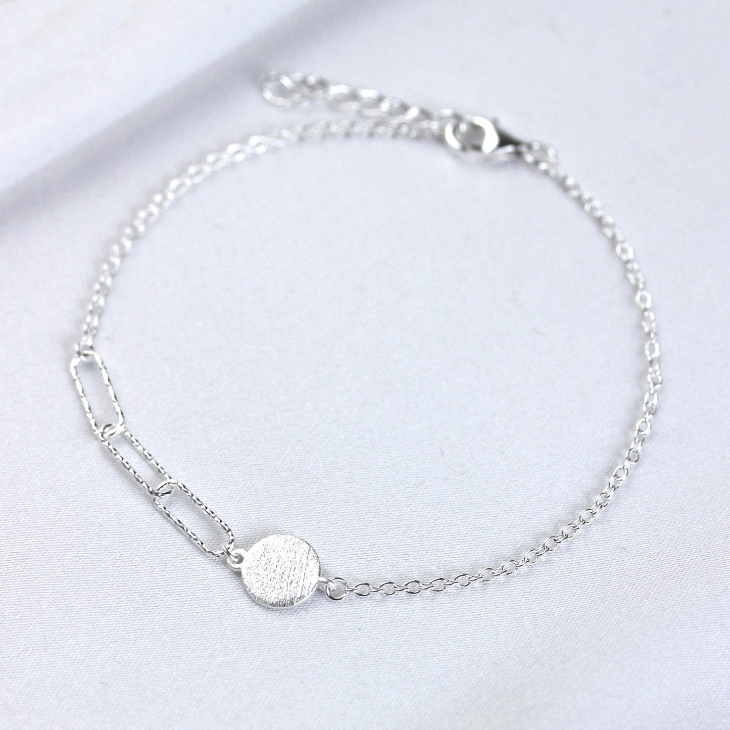 Bracelet à maillons longs en argent sterling brossé et gravable