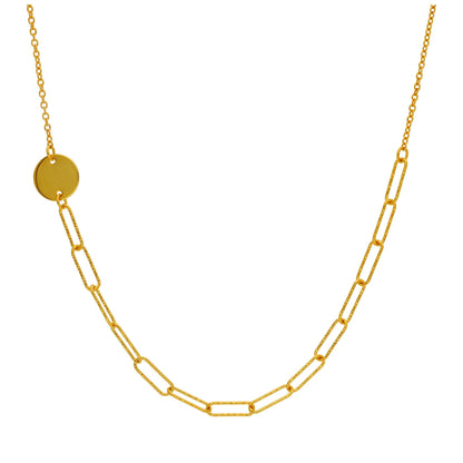 Collier à maillons longs martelés en argent sterling plaqué or et gravable