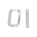 Boucles d'oreilles créoles ovales en argent sterling avec pavé de zircones cubiques de 15 mm