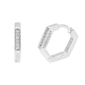 Boucles d'oreilles créoles pentagonales en argent sterling incrustées de zircones cubiques de 14 mm
