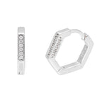 Boucles d'oreilles créoles pentagonales en argent sterling incrustées de zircones cubiques de 14 mm
